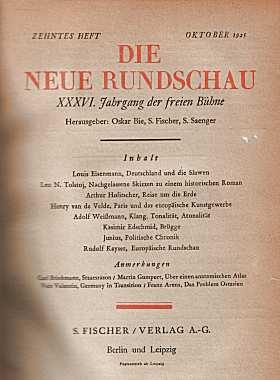 Die neue Rundschau. Jahrgang 1925