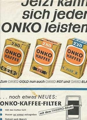 KAFFEE - ONKO Kaffee. Werbeblatt. Um 1960