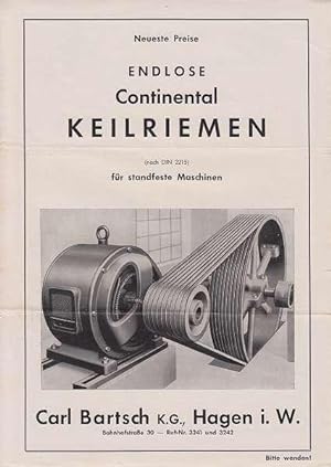 Endlose Continental Keilriemen. Werbeblatt (um 1955)