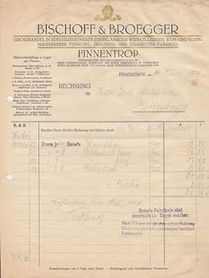 57413 Finnentrop - Bischoff & Broegger. Weinkellerei. Feinkost. 1929