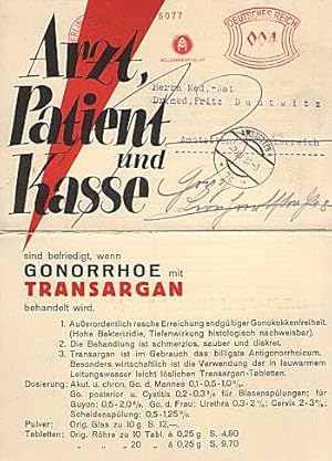 TRANSAGAN. Werbepostkarte. 1931