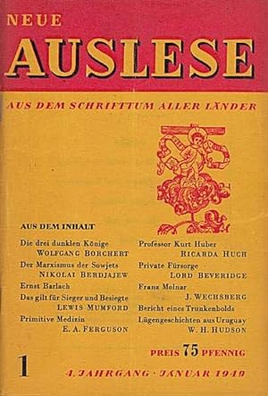 ZEITSCHRIFT - Neue Auslese. Konvolut von 6 Heften (1947-1949)