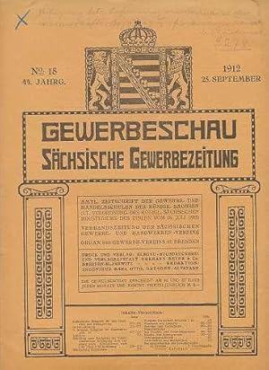 GEWERBEZEITUNG - Gewerbeschau - Sächsische Gewerbezeitung. No. 18 vom 25. September 1912