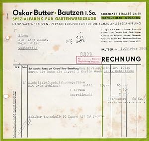 02625 Bautzen - Oskar Butter. Gartenwerkzeuge. 1940