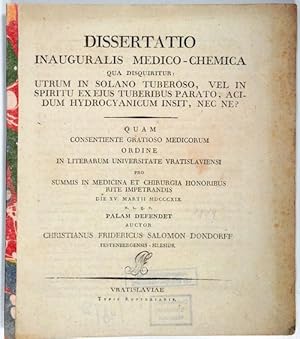 Dissertatio inauguralis medico-chemica qua disquiritur: utrum in Solano tuberoso, vel in spiritu ...