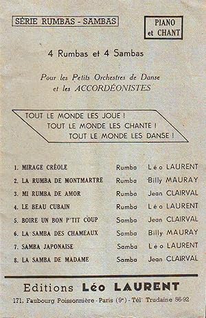 4 Rumbas et 4 Sambas - Pour Les Petits Orchestres De Danse et Les Accordéonistes - (Série Rumbas-...