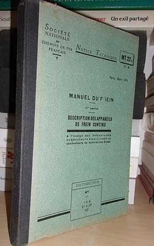NOTICE TECHNIQUE MT 22A - N°4 : Manuel Du Frein 1ere Partie - Description Des Appareils De Frein ...