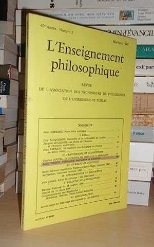 REVUE DE L'ENSEIGNEMENT PHILOSOPHIQUE N°5: 40e Année. Mai-Juin 1990