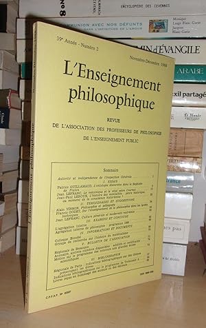 REVUE DE L'ENSEIGNEMENT PHILOSOPHIQUE N°2: 39e Année. Nov.-Déc.1988