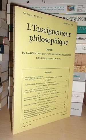 Revue de L'Enseignement Philosophique - N°4: 39e Année. Mars-Avril 1989