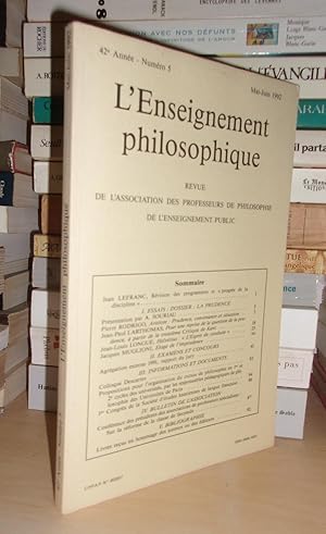 REVUE DE L'ENSEIGNEMENT PHILOSOPHIQUE N°5: 42e Année. Mai-Juin 1992