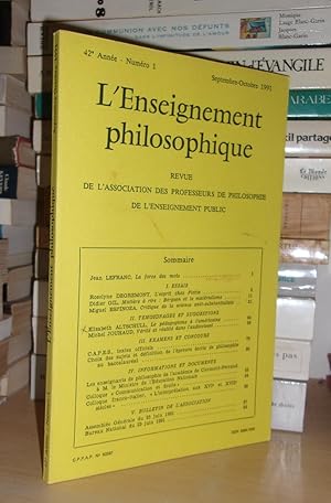 Revue de L'Enseignement Philosophique - N°1: 42e Année. Sept.-Oct.1991