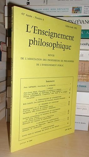 Revue de L'Enseignement Philosophique - N°6: 41e Année. Juil.-Aout.1991