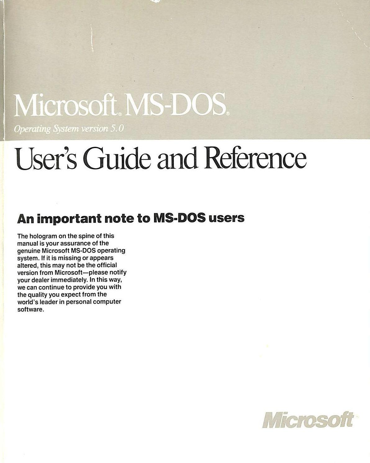 Personal Computer DOS Users Guide