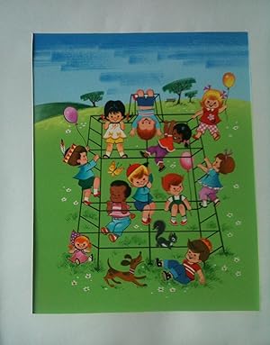 1972 ORIGINAL CHILDREN'S BOOK COVER ART "PRESCHOOL".