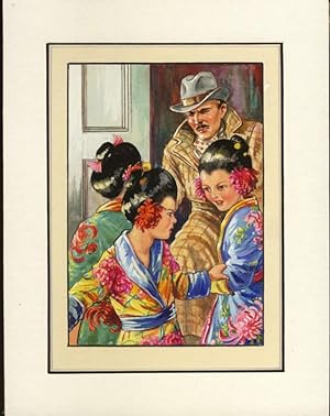 ORIGINAL CHILDREN'S BOOK ART "GEISHA GIRLS"