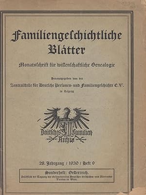 Familiengeschichtliche Blätter - Monatsschrift für wissenschaftliche Genealogie / Deutsches Famil...