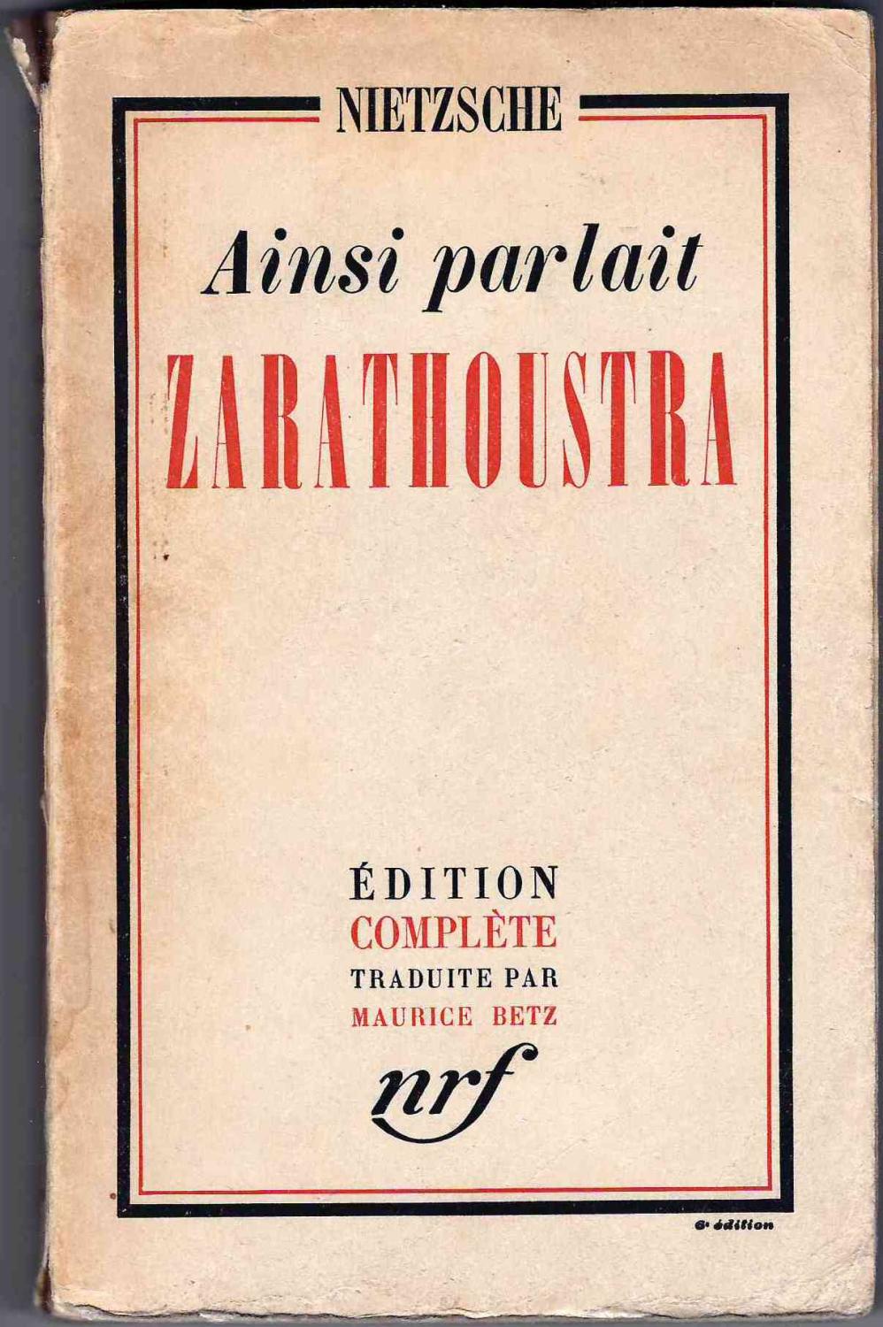 Ainsi parlait Zarathoustra by Nietzsche Buone (1936) Miliardi di Parole