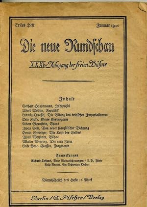 Die neue Rundschau, XXXI. Jahrgang der freien Bühne, Erstes Heft, Januar 1920.