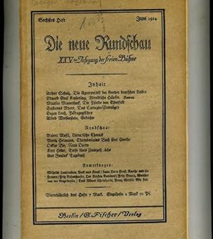 Die neue Rundschau, XXV. Jahrgang der freien Bühne, Sechstes Heft, Juni 1914.