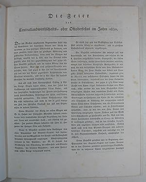 Die Feier des Centrallandwirthschafts- oder Oktoberfestes im Jahre 1830. Herausgegeben vom Genera...