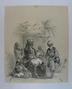 Orientalische Kaffehausscene. Getönte Lithographie aus "Album der Künstler Wien's in eigenhändige...