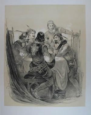 Die Zecher. Getönte Lithographie aus "Album der Künstler Wien's in eigenhändigen Zeichnungen". Li...