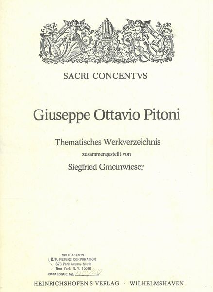 Giuseppe Ottavio Pitoni : Thematisches Werkverzeichnis. - Gmeinwieser, Siegfried.