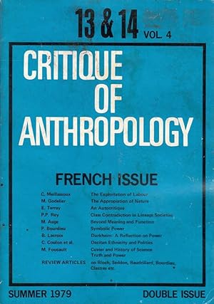 Critique of Anthropology French Issue, 13 and 14, Vol 4