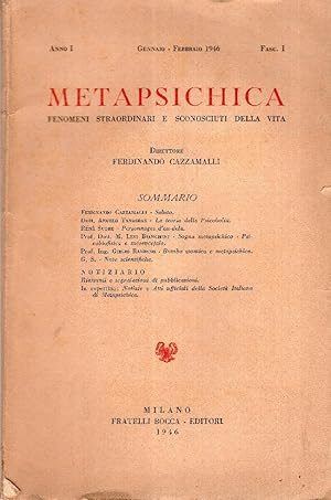 Metapsichica. Fenomeni straordinari e sconosciuti della vita. Rivista diretta da Ferdinando Cazza...