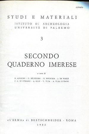 Secondo quaderno imerese. Studi e materiali Istituto di archeologia Università di Palermo 3. Estr...