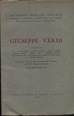 Giuseppe Verdi. Scritti di Bottenheim Hermet Rolandi e altri.