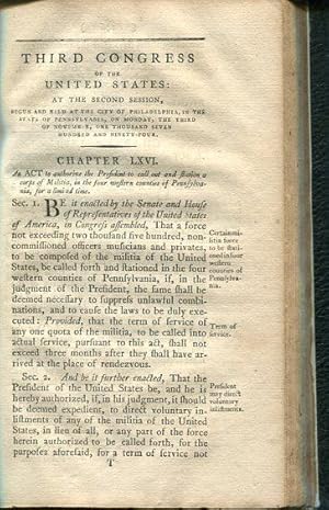 Third Congress of the United States. At the first session begun and held at the city of Philadelp...