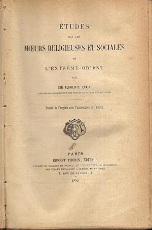 ETUDES SUR LES MOEURS RELIGIEUSES ET SOCIALES DE L'EXTREME ORIENT .