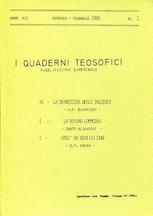 I Quaderni Teosofici. Pubblicazione bimestrale. Anno XII nn. 1 2 3 e 4.