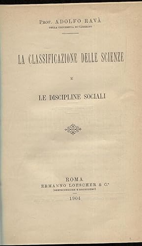 La classificazione delle scienze e le discipline sociali