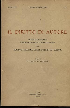 Il diritto di autore Rivista trimestrale gennaio-marzo 1960 n.1