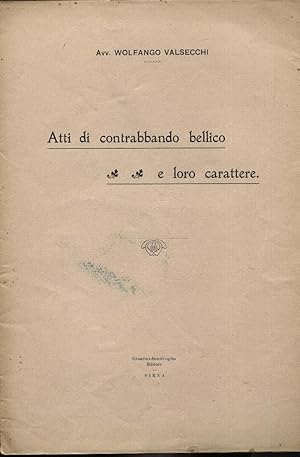 Atti di contrabbando bellico e loro carattere