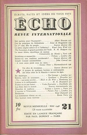 Echo, Revue Internationale mensuelle (Ecrits, faits et idées de tous pays), Numéro 21, Tome 4, Ma...