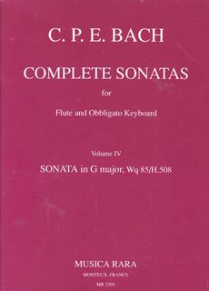 C.P.E. Bach Sonata in G Major Wq 85/H.508 for Flute and Obbligato Keyboard Volume 4