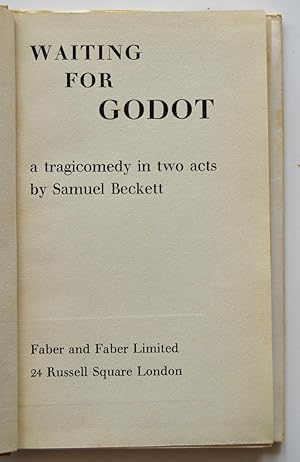 Waiting for Godot: A Tragicomedy in Two Acts by Beckett