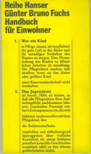 Handbuch für Einwohner. Prosagedichte.