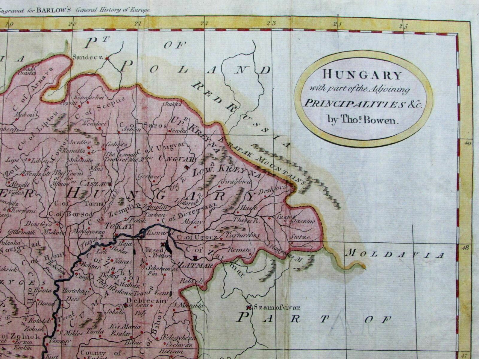 Hungary Budapest Transylvania Austria c.1780 Bowen large antique hand