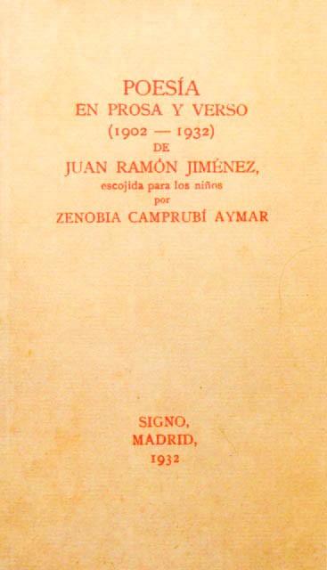 POESIA EN PROSA Y VERSO (1902-1932) DE JUAN RAMON JIMENEZ escogida para los niños por Zenobia Camprubi Aymar. (FACSIMIL / Nuevo) - JIMENEZ, Juan Ramon / CAMPRUBI AYMAR, Zenobia (selección)