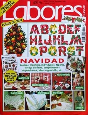 LABORES del hogar, num 449, Noviembre 1995. NAVIDAD. Cuadros, manteles, individuales, tapetes, je...