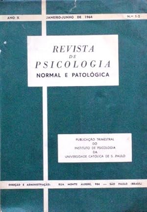 REVISTA DE PSICOLOGIA NORMAL E PATOLOGICA. Año X, 1964, Nº 1-2 . Um estudo psicologico de inmigra...