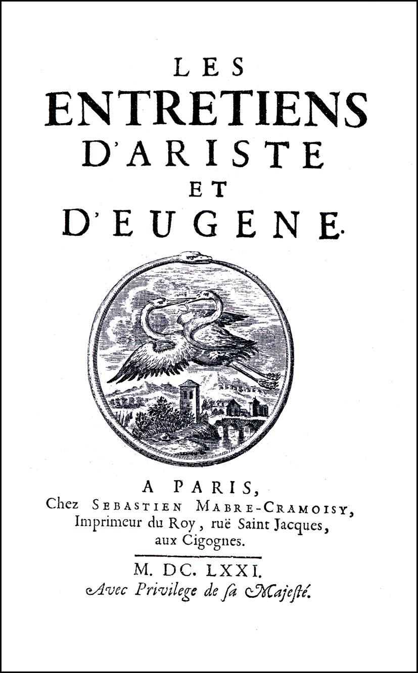 Les Entretiens d'Ariste et d'Eugène, - Bouhours, Dominique