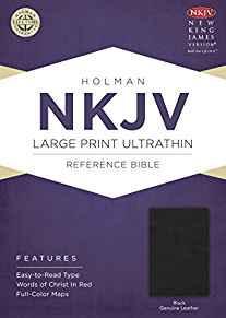 NKJV Large Print UltraThin Reference Bible, Black Genuine Leather