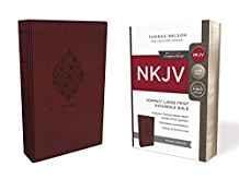 NKJV, Reference Bible, Compact Large Print, Leathersoft, Burgundy, Red Letter Edition, Comfort Pr...