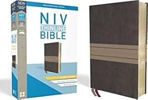 NIV, Thinline Bible, Giant Print, Leathersoft, Brown/Tan, Red Letter Edition, Comfort Print